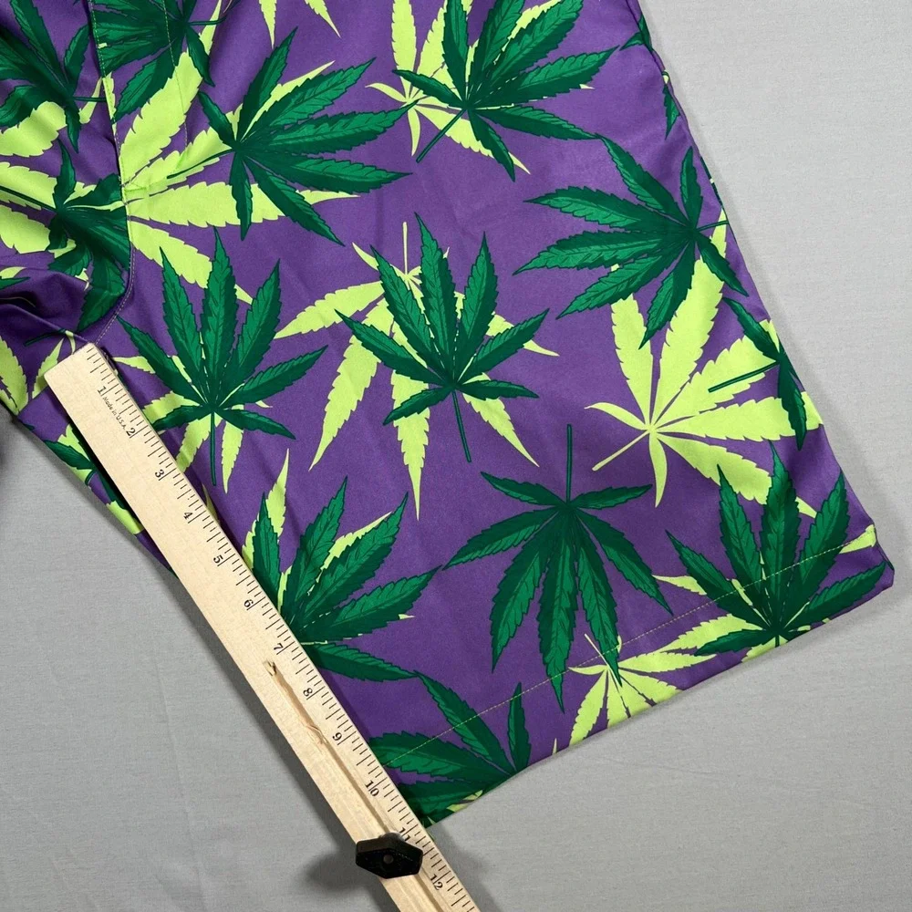 Loudmouth Golf Shorts Mens 38 Purple Haze Weed Leaf Marijuana Print Cannabis